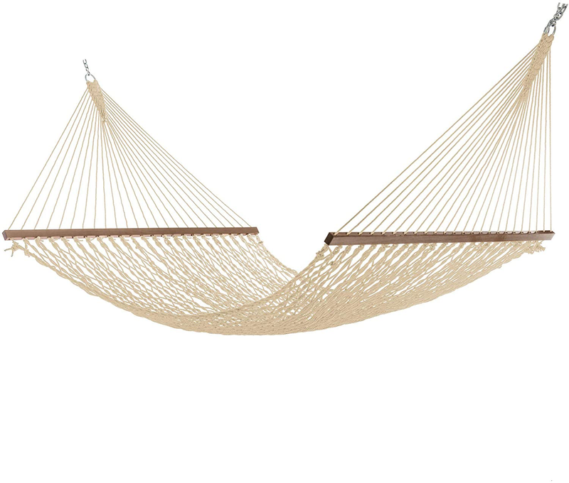 Hatteras Hammocks Deluxe Duracord Rope Hammock with Free Extension Chains & Tree Hooks, Handcrafted in The USA, Accommodates 2 People, 450 LB Weight Capacity, 13 ft. x 60 in. Home & Garden > Lawn & Garden > Outdoor Living > Hammocks Hatteras Hammocks Oatmeal  