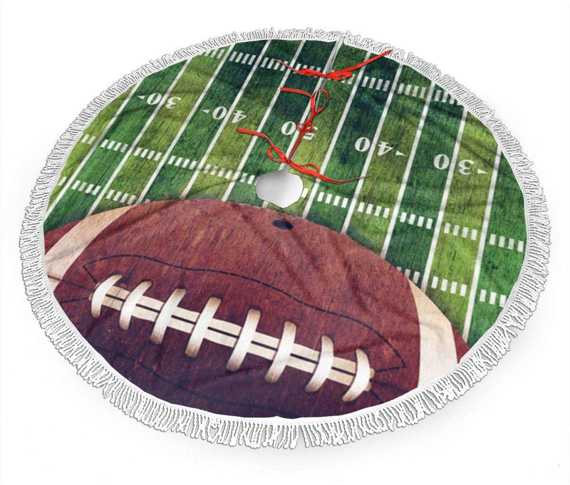 MSGUIDE American Football Christmas Tree Skirt 48 Inch Large Halloween Xmas Tree Decor for Holiday Party Decor Christmas Decoration Home & Garden > Decor > Seasonal & Holiday Decorations > Christmas Tree Skirts MSGUIDE American Football 48" 