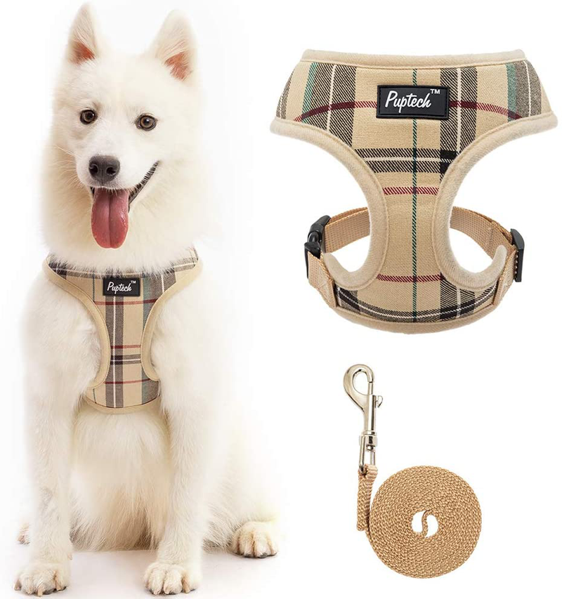 PUPTECK Soft Mesh Dog Harness Pet Puppy Comfort Padded Vest No Pull Harnesses Animals & Pet Supplies > Pet Supplies > Dog Supplies PUPTECK Beige Large 
