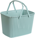 Portable Plastic Shower Caddy Baskets, Rattan Standing Storage Organizer Bins, Portable Shower Caddy Tote Bag with Handles, Hollow Cleaning Caddy with Holes for Bathroom, College Dorm, Kitchen, Home - Black Sporting Goods > Outdoor Recreation > Camping & Hiking > Portable Toilets & Showers HOUZHENG Rattan Blue  