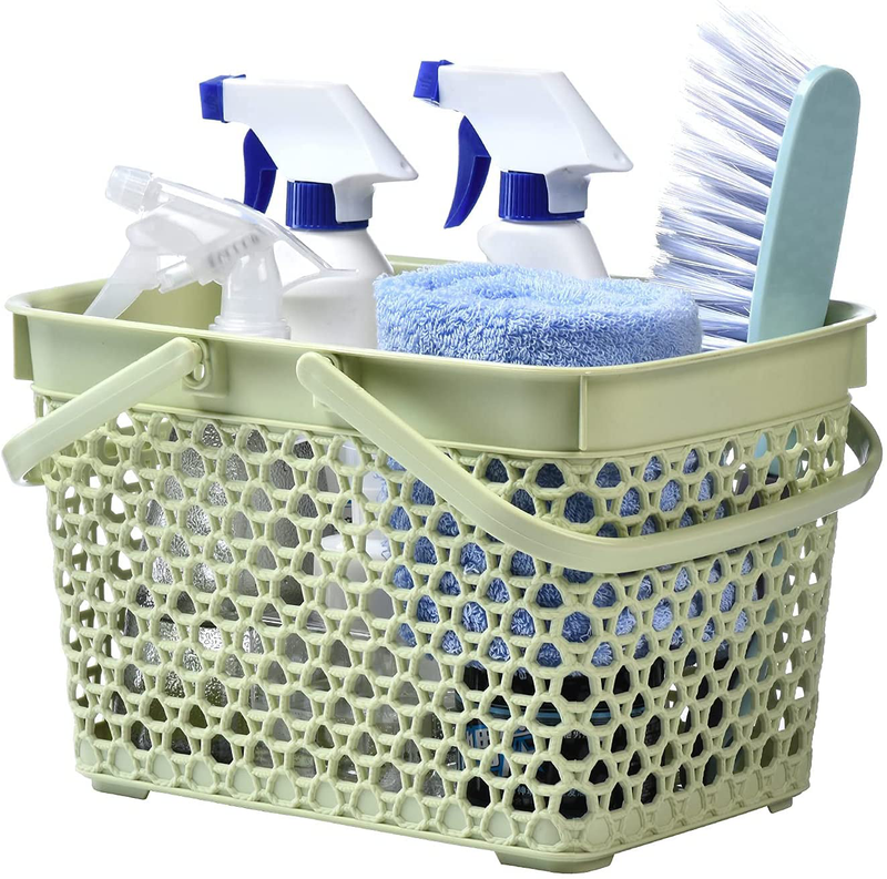 NINU Portable Shower Caddy Basket Tote , Plastic Cleaning Supply Caddy Bathroom Organizer with Handles for College Dorm Room Essentials, Garden, Pool, Camp, Gym, Beach (Green) Sporting Goods > Outdoor Recreation > Camping & Hiking > Portable Toilets & Showers NINU   