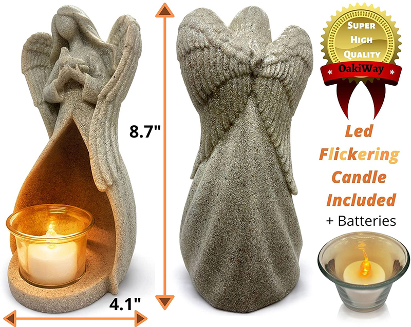 OakiWay Memorial Gifts - Angel Tealight Candle Holder Statue, Sympathy Gifts For Loss Of Loved One, W/Flickering Led Candle, Bereavement, In Memory, Grief, Funeral, Remembrance Gifts, Home Decorations Home & Garden > Decor > Home Fragrance Accessories > Candle Holders FU TIAN TOWN BOLUO COUNTY YONGXIANG ELECTRONICS FACTORY   