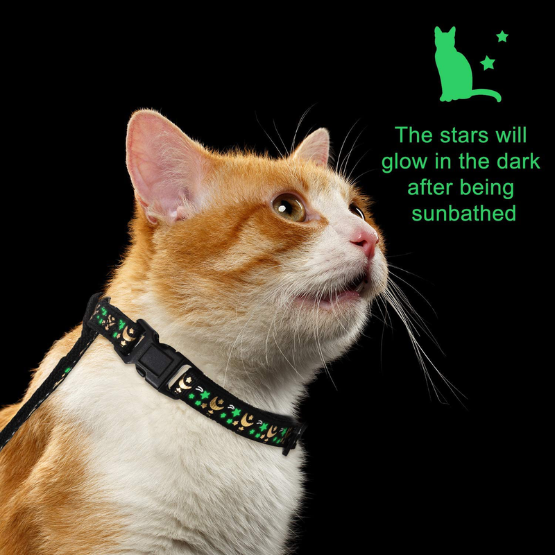 Frienda 3 Pieces Cat Harness with Leash and Collar Set Adjustable Soft Escape Proof H Shaped Safety Strap with Golden Moon Glowing Star in The Dark for Kitten Animals & Pet Supplies > Pet Supplies > Cat Supplies > Cat Apparel Frienda   