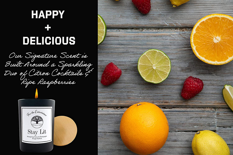 Stay Lit - Citrus & Champagne Scent, Natural Soy Wax Candle, Funny Witty Gift Box for Women Girlfriend Men, Luxury Long Lasting, Aromatherapy, Gag, Joke, Hostess, New Home, House Warming Present, 9 oz Home & Garden > Decor > Home Fragrances > Candles Kinross Hill   