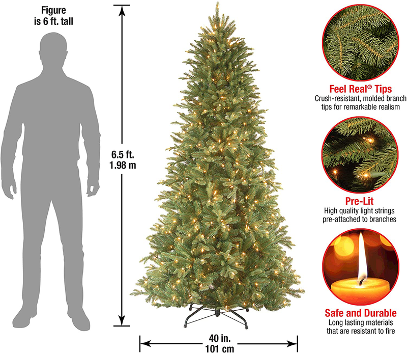 National Tree Company 'Feel Real' Pre-lit Artificial Christmas Tree | Includes Pre-strung White Lights and Stand | Tiffany Fir Slim - 6.5 ft Home & Garden > Decor > Seasonal & Holiday Decorations > Christmas Tree Stands National Tree Company   