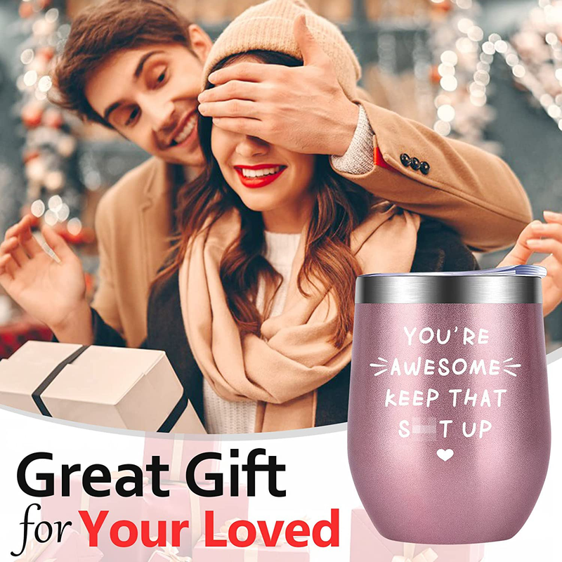 Gifts for Women Wife Her Mom,12 OZ Funny Wine Tumbler Christmas Stocking Stuffers for Women,Festival Christmas Birthday White Elephant Gifts,Valentines Day Gifts for Teachers Girlfriend Sister