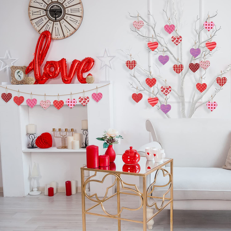 Haooryx 31Pcs Valentines Heart Shaped Wooden Ornaments Hanging Decorations, Valentine Heart Wood Slices Pendant Tags Embellishments Decor Valentine’S Day Party Gift Wedding Anniversary Decor Supplies Home & Garden > Decor > Seasonal & Holiday Decorations Haooryx   
