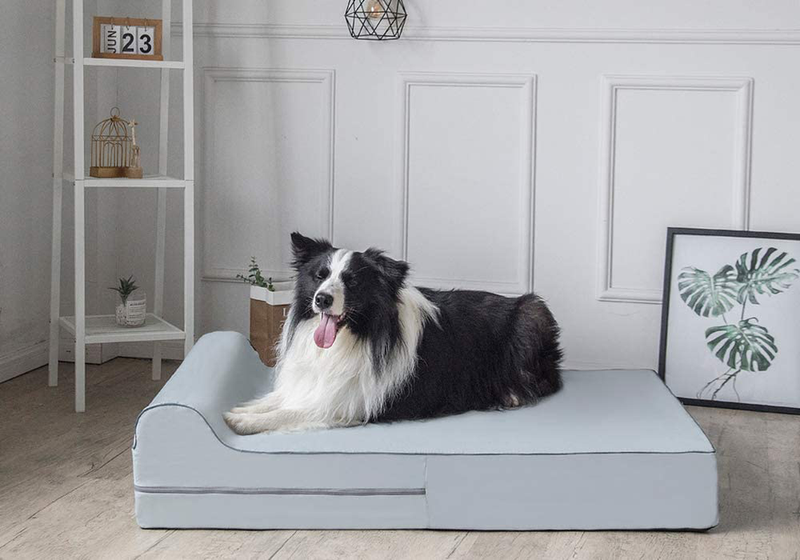 Jumbo XL Orthopedic 7-Inch Thick High Grade Memory Foam Dog Bed with Pillow and Easy to Wash Removable Cover with Anti-Slip Bottom - Free Waterproof Liner Included
