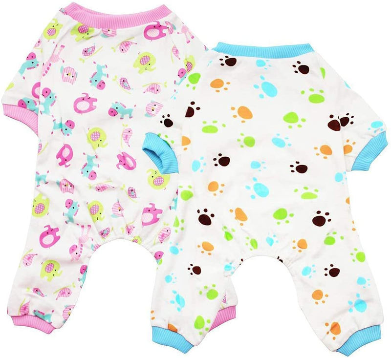 Scheppend 2-Pack Pet Clothes Puppy Cute Pajamas Dog Cotton Body Suit Cats Jumpsuits Cozy Apparel Dogs Pjs Small Canine Jammies Animals & Pet Supplies > Pet Supplies > Cat Supplies > Cat Apparel Scheppend Redhorse & Paw Medium 