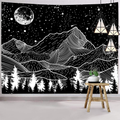 Hexagram Mountain Tapestry Moon Tapestry Wall Hanging Black and White Forest Tree Wall Tapestry Home Decor Home & Garden > Decor > Artwork > Decorative Tapestries Hexagram Mountain 2 51.2"(H) x 59.1"(W) (130cm x 150cm) 