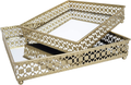 Mirrored Tray, Perfume Tray, Square Metal Ornate Tray, Vanity Jewelry Tray, Serving Tray, Decorative Tray (Set of 1, 8.25", Metal Gun) Home & Garden > Decor > Decorative Trays Tricune Gold Set of 2, 10.25" and 8.25" 