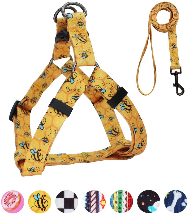 QQPETS Dog Harness Leash Set Adjustable Heavy Duty No Pull Halter Harnesses for Small Medium Large Breed Dogs Back Clip Anti-Twist Perfect for Walking Animals & Pet Supplies > Pet Supplies > Dog Supplies Guangzhou QQPETS Pet Products Co., Ltd. Yellow Bee XS(12"-18" Chest Girth) 