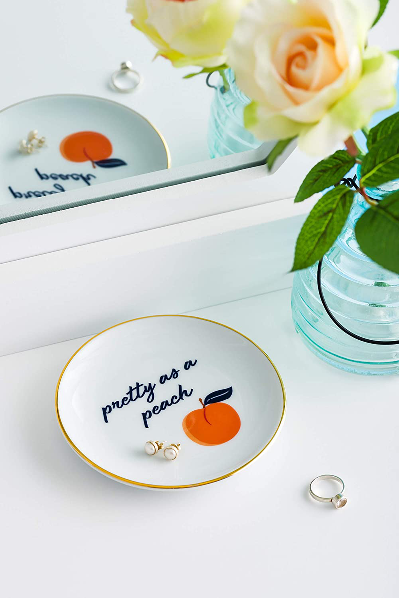Draper James Decorative Accent Ceramic Trinket Tray, Pretty As A Peach