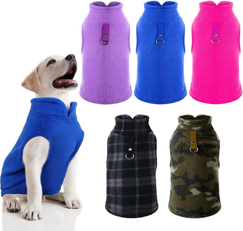 Hamify 5 Pieces Pet Winter Clothes Fleece Vest Dog Sweater with Leash Ring Warm Pullover Dog Jacket for Winter Small Dog Sweater Coat Cold Weather Pet Clothes Indoor Outdoor Use Animals & Pet Supplies > Pet Supplies > Dog Supplies > Dog Apparel Hamify Medium  
