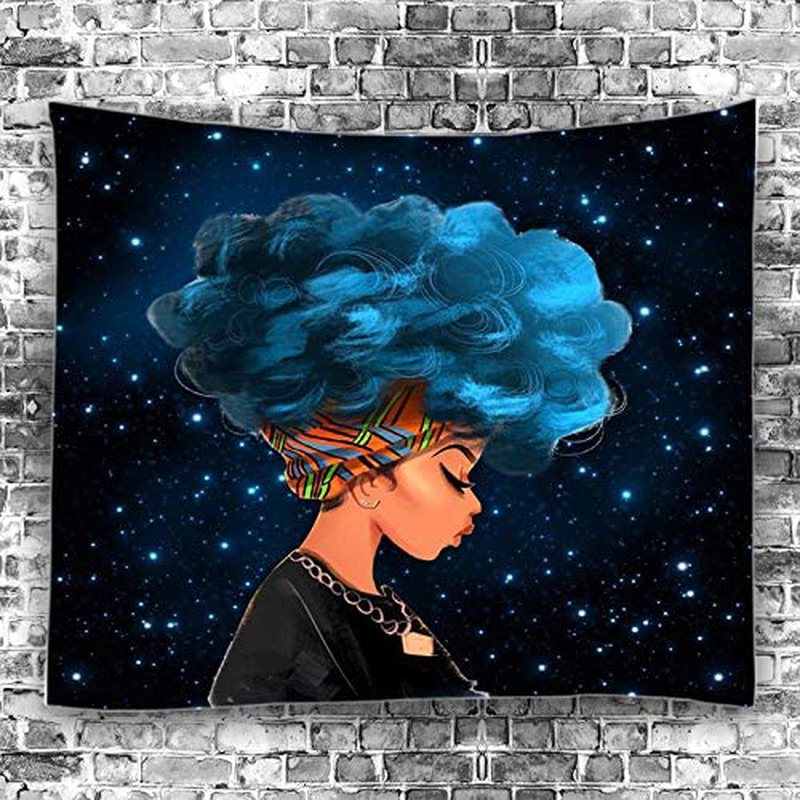 KINBEDY African American Black Girl Colourful Print Wall Hanging Tapestries Indian Polyester Picnic Bedsheet Afro Wall Art Decor Hippie Tapestry, 80''X 60'' Blue Hair Girl. Home & Garden > Decor > Seasonal & Holiday Decorations KINBEDY Blue 80''X 60'' 