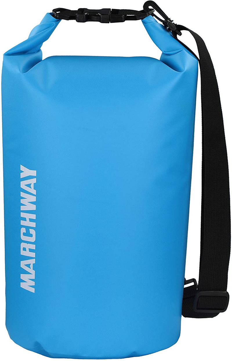 MARCHWAY Floating Waterproof Dry Bag 5L/10L/20L/30L/40L, Roll Top Sack Keeps Gear Dry for Kayaking, Rafting, Boating, Swimming, Camping, Hiking, Beach, Fishing  MARCHWAY Light Blue 5L 