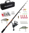 Telescopic Fishing Rod and Reel Combos Full Kit Fishing Accessories with Spinning Reel, Line, Lure, Hooks and Bag, Fishing Gear Set for Beginners Adults Freshwater Saltwater Sporting Goods > Outdoor Recreation > Fishing > Fishing Rods DRAGON SPORT Full Kit with Carrier Case  