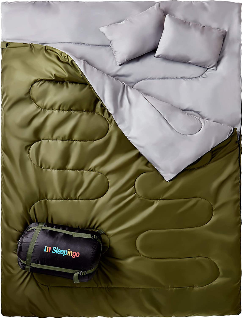 Sleepingo Double Sleeping Bag for Backpacking, Camping, or Hiking - Queen Size XL for 2 People, Cold Weather, Waterproof Sleeping Bag for Adults or Teens, Truck, Tent, or Sleeping Pad, Lightweight Sporting Goods > Outdoor Recreation > Camping & Hiking > Sleeping Bags Sleepingo   