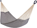 Handwoven Cotton Rope Hammock, Shareable, Yellow Leaf Hammocks - “Montauk” Hammock, Navy Blue, Off-White Cotton, Fits 1-2 People (400 lbs)