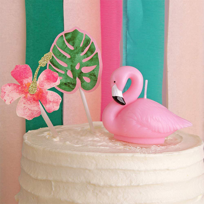 FLYPARTY Girls Birthday Candles,Handmade Adorable Pink Weeding Party Cake Topper Candle, Baby Shower Festival Theme Valentine's Day Favors Decorations(Flamingos)