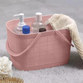 Portable Plastic Shower Caddy Baskets, Rattan Standing Storage Organizer Bins, Portable Shower Caddy Tote Bag with Handles, Hollow Cleaning Caddy with Holes for Bathroom, College Dorm, Kitchen, Home - Black Sporting Goods > Outdoor Recreation > Camping & Hiking > Portable Toilets & Showers HOUZHENG Finehole Pink  