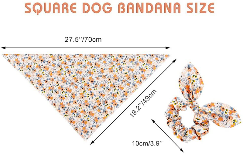 Dog Bandanas & Matching Scrunchie Set Flower Dog Scarf Bibs with Bow Scrunchie for Pet Owner & Small Medium Large Dogs Animals & Pet Supplies > Pet Supplies > Dog Supplies > Dog Apparel E-Clover   