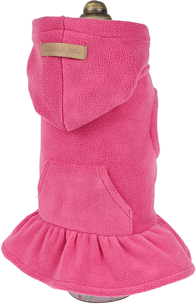 Fitwarm Soft Fleece Girl Dog Hoodie Dress Puppy Hooded Coat Thermal Outfit Doggie Vest Sweater Pet Winter Clothes Cat Jackets