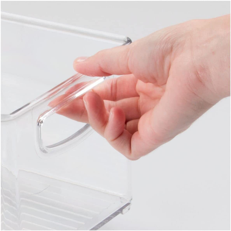 Mdesign Plastic Kitchen Organizer - Storage Holder Bin with Handles for Pantry, Cupboard, Cabinet, Fridge/Freezer, Shelves, and Counter - Holds Canned Food, Snacks, Drinks, and Sauces - 4 Pack - Clear Home & Garden > Kitchen & Dining > Food Storage mDesign   