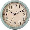 HYLANDA 12 Inch Vintage/Retro Wall Clock, Silent Non-Ticking Decorative Wall Clocks Battery Operated with Large Numbers&HD Glass Easy to Read for Kitchen/Living Room/Bathroom/Bedroom/Office Home & Garden > Decor > Clocks > Wall Clocks HYLANDA Aqua  