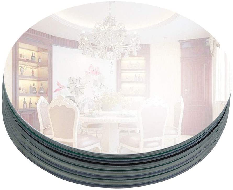 Murrey Home 12" Round Mirror Trays with Beveled Edge, Circle Mirror Candle Plates for Table Centerpiece Wedding Decorations Baby Shower Party Mirror Tiles Christmas Decorations, Set of 12, 3mm Home & Garden > Decor > Decorative Trays Murrey Home 12x10"-2mm  