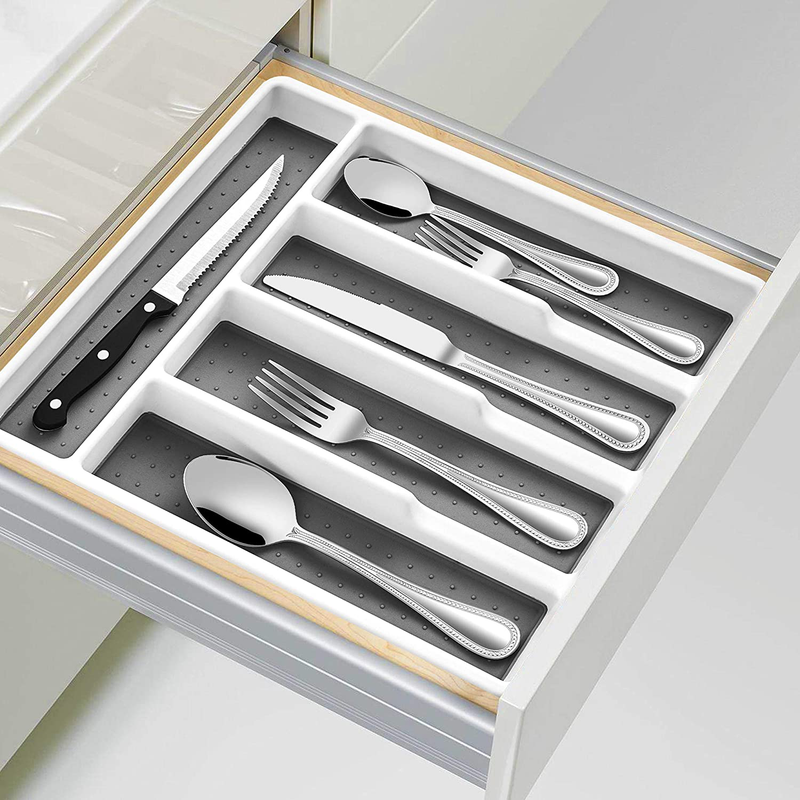 Homikit 36-Piece Silverware Set with Steak Knives and Utensil Tray Organizer, Stainless Steel Flatware Cutlery Eating Utensils for 6, Modern Tableware Sets with Pearled Edges, Dishwasher Safe