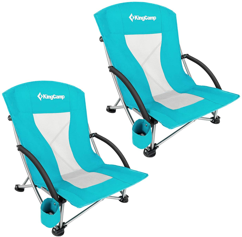 Kingcamp Low Sling Beach Chair for Camping Concert Lawn, Low and High Mesh Back Two Versions Sporting Goods > Outdoor Recreation > Camping & Hiking > Camp Furniture KingCamp Lowback_cyan_2  
