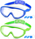 COOLOO Kids Goggles for Swimming for Age 3-15, 2 Pack Kids Swim Goggles with nose cover, No Leaking, Anti-Fog, Waterproof Sporting Goods > Outdoor Recreation > Boating & Water Sports > Swimming > Swim Goggles & Masks COOLOO C. Blue+green  