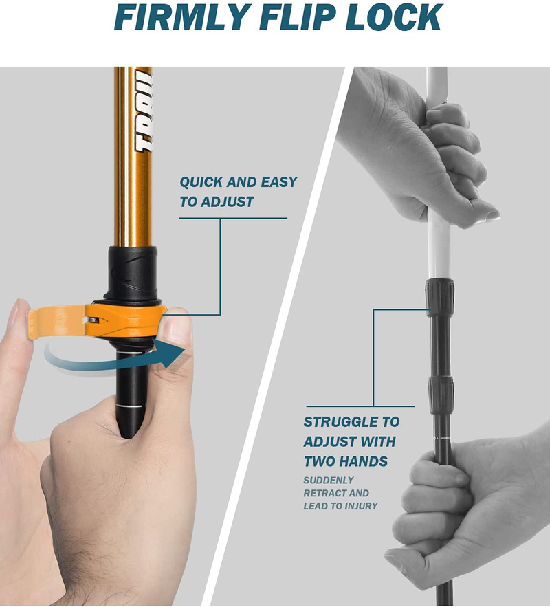 G2 Hiker Trekking Hiking Poles Telescopic / Aluminum Alloy / Comfort BMM Handle / Foam Padded Wrist Strap/ Auto-Adjustable Strap / Quick Flip Lock / Snow Baskets Attached (Pack of 2 Poles), Orange/Blue/Yellow/Red Available Sporting Goods > Outdoor Recreation > Camping & Hiking > Hiking Poles G2 GO2GETHER   