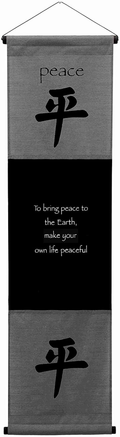 G6 Collection Inspirational Wall Decor Peace Banner Large, Inspiring Quote Wall Hanging Scroll, Affirmation Motivational Uplifting Message Art Decoration, Thought Saying Tapestry Peace (Gray) Home & Garden > Decor > Artwork > Decorative Tapestries G6 Collection Gray  