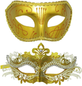 Couple Masquerade Metal Masks Venetian Halloween Costume Mask Mardi Gras Mask Apparel & Accessories > Costumes & Accessories > Masks Coddsmz Gold+gold-2  