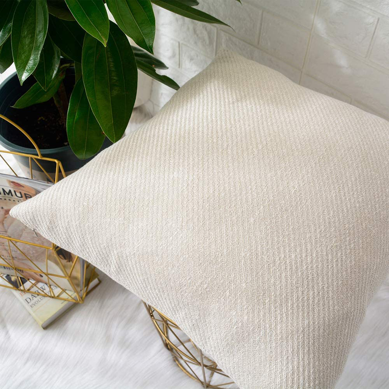 MERNETTE Pack of 2, Decorative Square Throw Pillow Cover Cushion Covers Pillowcase, Home Decor Decorations for Sofa Couch Bed Chair 20X20 Inch/50X50 Cm (Cream) Home & Garden > Decor > Chair & Sofa Cushions MERNETTE   