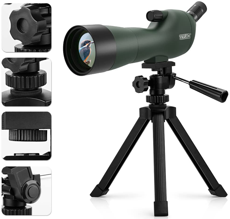 Emarth 20-60x60AE 45 Degree Angled Spotting Scope with Tripod, Phone Adapter, Carry Bag, Scope for Target Shooting Bird Watching Hunting Wildlife  Emarth   