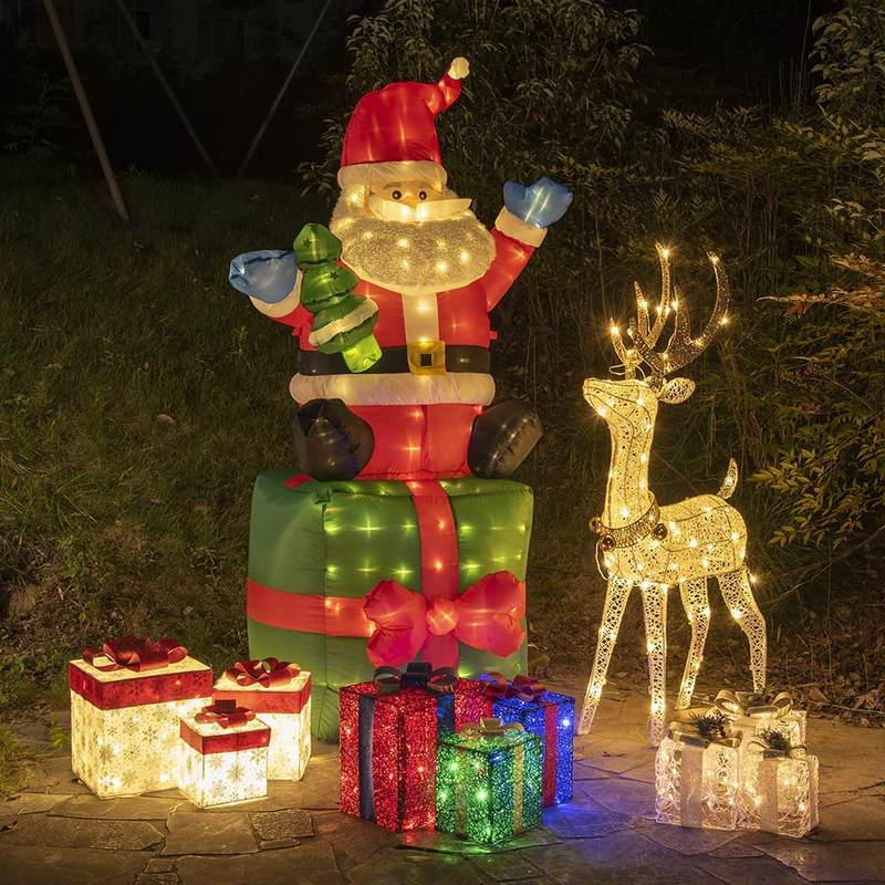 PEIDUO Christmas Lighted Reindeer with 70 Warm White Light，Light up Deer Decorations for Home Lawn Yard Garden Indoor Outdoor Adapter Plug in