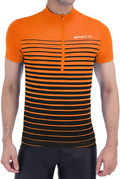 Spotti Men's Cycling Bike Jersey Short Sleeve with 3 Rear Pockets- Moisture Wicking, Breathable, Quick Dry Biking Shirt Sporting Goods > Outdoor Recreation > Cycling > Cycling Apparel & Accessories Spotti Orange Stripe Small 