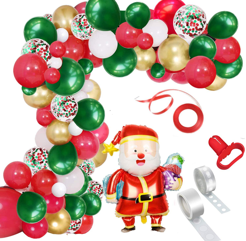 Merry Christmas Balloon Arch Garland Kit, 115 Pieces Green Red White Gold Confetti Balloons with Santa Claus Mylar Balloon for Christmas Party Decorations New Year Baby Shower Birthday Party Supplies Home & Garden > Decor > Seasonal & Holiday Decorations& Garden > Decor > Seasonal & Holiday Decorations OuMuaMua Default Title  