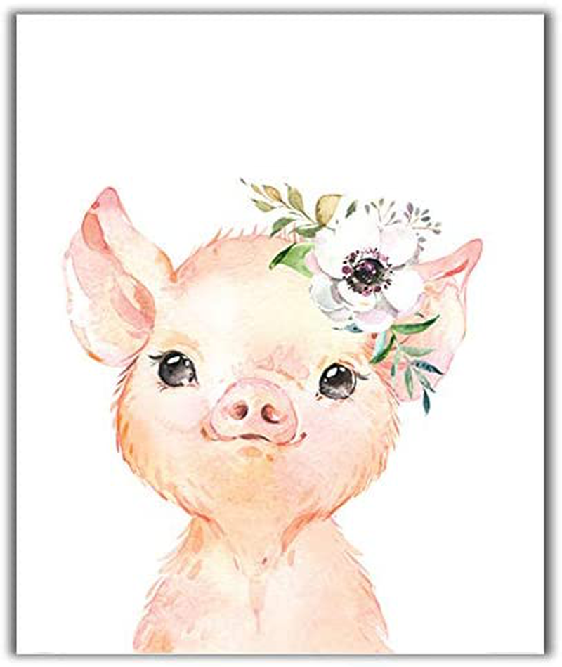Little Baby Watercolor Farm Animals Floral Crown Prints Set of 4 (Unframed) Nursery Decor Art (8x10) (Option 1) Home & Garden > Decor > Seasonal & Holiday Decorations MARIA   