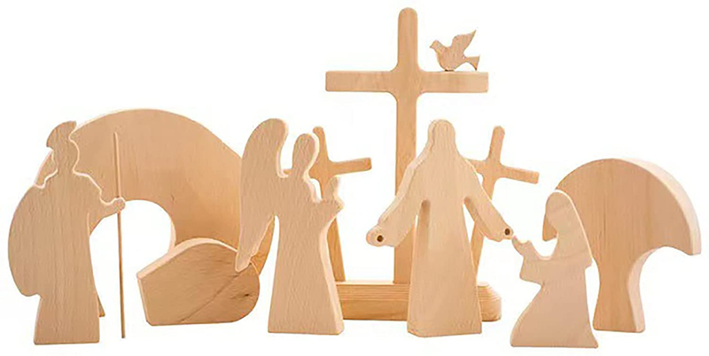 Easter Resurrection Scene Set, Easter Scene Wooden Decoration for the Home Table Jesus Nativity Scene Decorations Spring Christian Home Figurine Ornament for the Home, Tabletop, Office (Style C) Home & Garden > Decor > Seasonal & Holiday Decorations JRCX Style D  