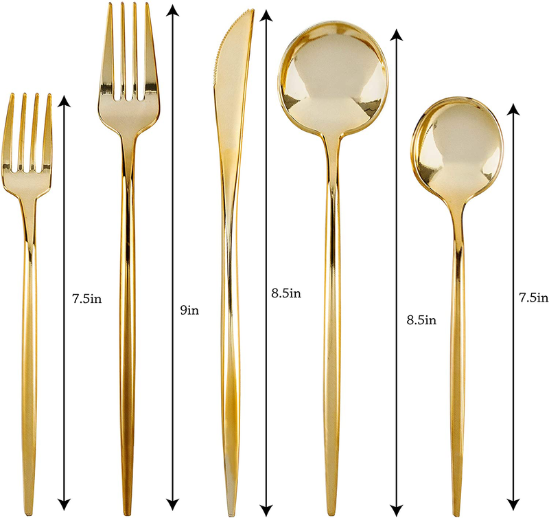 Novelty Modern Flatware, Cutlery, Disposable Plastic Dinner forks Luxury Gold 64 Count Home & Garden > Kitchen & Dining > Tableware > Flatware > Flatware Sets PLASTICPRO   