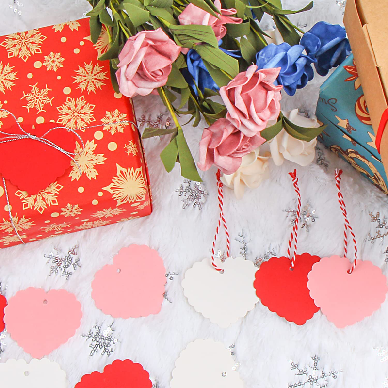 DIYASY Valentine Heart Gift Tags,120 Pcs Kraft Paper Hanging Tags with String for Valentine'S Day,Wedding and Mother'S Day Gift Wrapping(Red,Pind,White) Home & Garden > Decor > Seasonal & Holiday Decorations DIYASY   