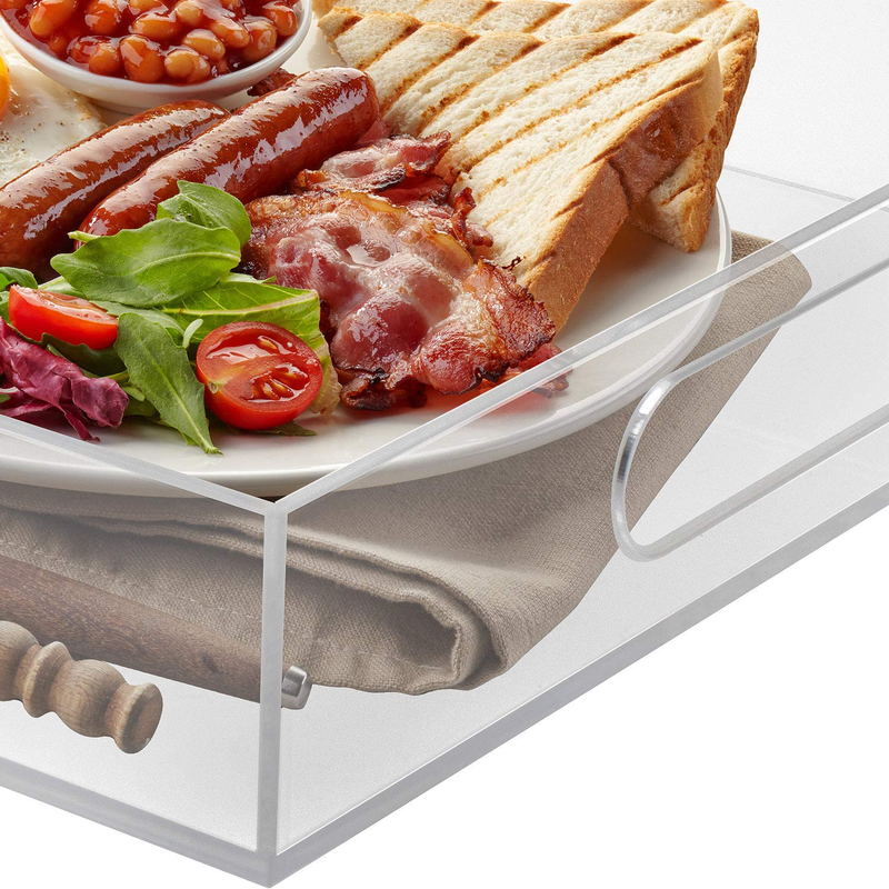 Sorbus Acrylic Serving Tray with Handles - Serving Coffee, Appetizer, Breakfast, Butler-Kitchen Countertop - Decorative Makeup Drawer Organizer - Vanity Table - Ottoman (12" x 12") Home & Garden > Decor > Decorative Trays Sorbus   