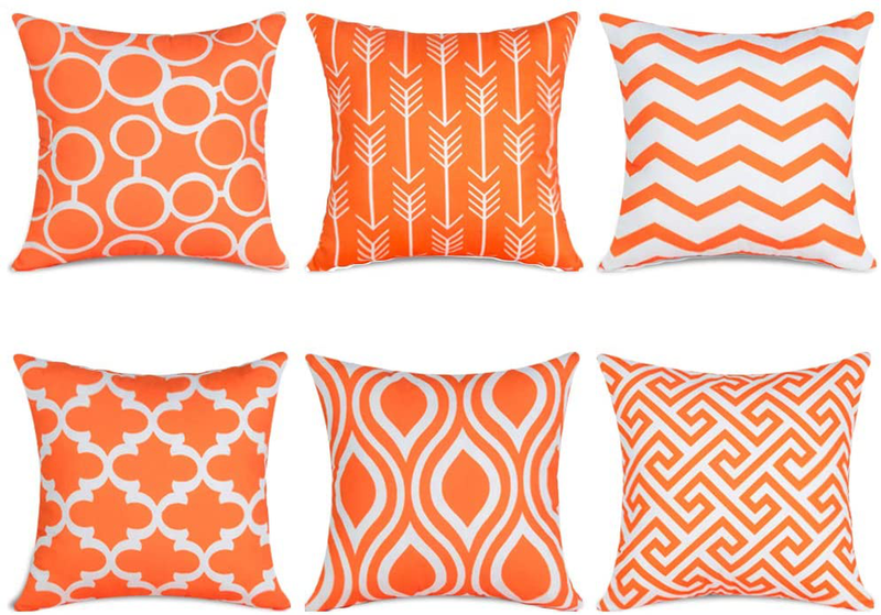 Top Finel Accent Decorative Throw Pillows Durable Canvas Outdoor Cushion Covers 16 X 16 for Couch Bedroom, Set of 6, Navy Home & Garden > Decor > Chair & Sofa Cushions Top Finel Orange 18"x18" 