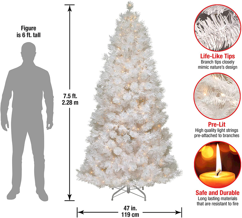 National Tree Company lit Artificial Christmas Tree Includes Pre-strung Velvet Frost White Lights with Silver Glitter and Stand, Wispy Willow Grande Slim-7.5 ft, 47X47X90 Home & Garden > Decor > Seasonal & Holiday Decorations > Christmas Tree Stands National Tree Company   