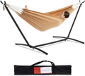 PNAEUT Double Hammock with Space Saving Steel Stand Included 2 Person Heavy Duty Outside Garden Yard Outdoor 450lb Capacity 2 People Standing Hammocks and Portable Carrying Bag (Coffee) Home & Garden > Lawn & Garden > Outdoor Living > Hammocks PNAEUT Wheat  