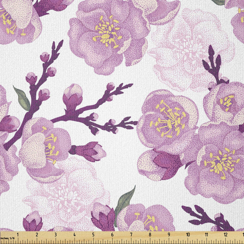 Lunarable Japanese Fabric by The Yard, Cherry Blossom Pattern Vintage Arrangement of Sakura Flowers, Stretch Knit Fabric for Clothing Sewing and Arts Crafts, 1 Yard, Yellow Magenta Arts & Entertainment > Hobbies & Creative Arts > Arts & Crafts > Crafting Patterns & Molds > Sewing Patterns Lunarable Yellow Magenta 1 Yard 